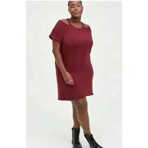 Torrid Cold Shoulder Dress Cozy Fleece Wine